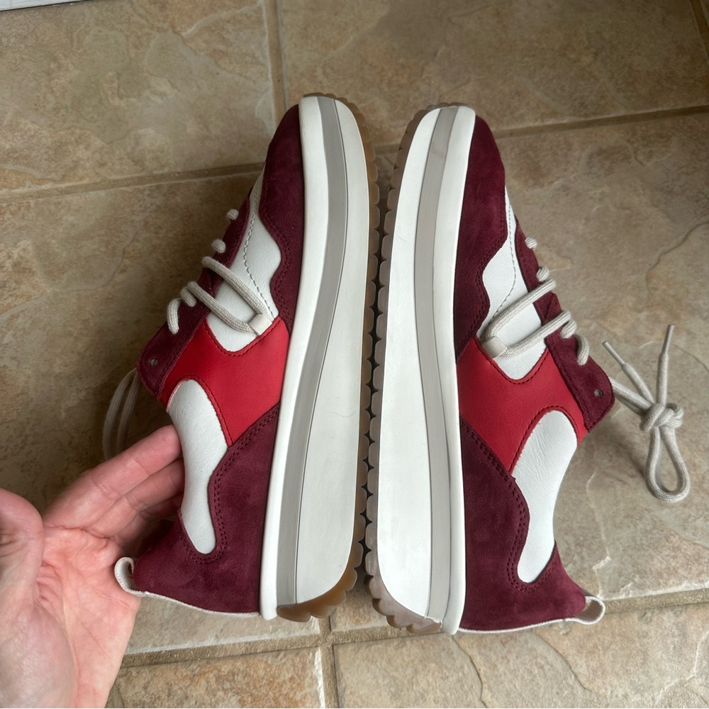 NEW Rieker Evolution Soft Burgundy Suede Platform Sneakers - Picture 6 of 8